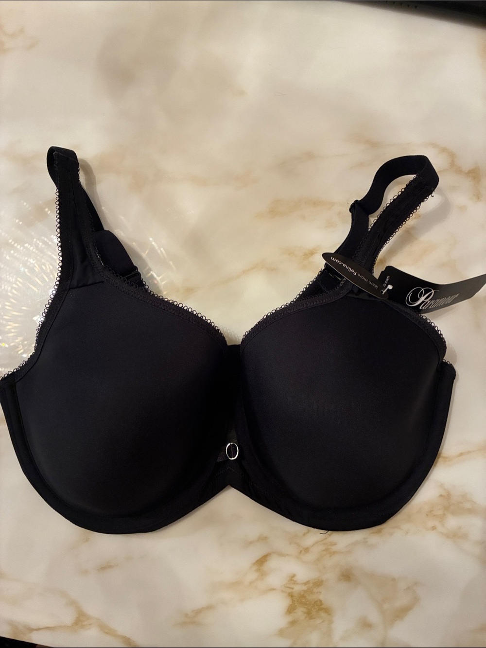 Paramour Black Smooth T-Shirt Bra with Subtle Lace Trim